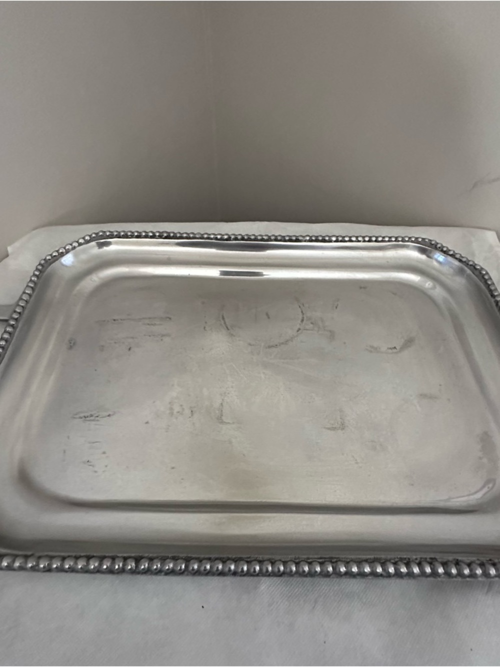 Silver Beaded Edge Serving Tray - Classic Home Accent